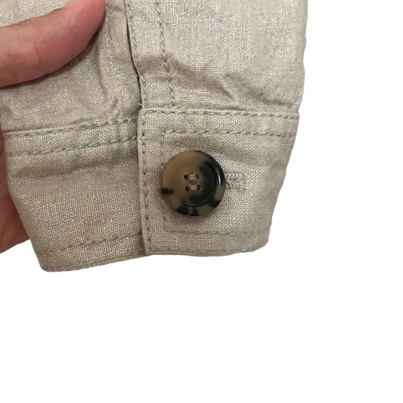 LIZ CLAIBORNE Nude Shimmer Lightweight Button Linen Blend Jacket, Size PM - Picture 5 of 14